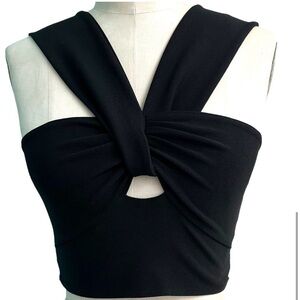 NWT-CUTE 🩷Abercrombie & Fitch Women's Black
Wrap Cut-Out Crop Top - Small